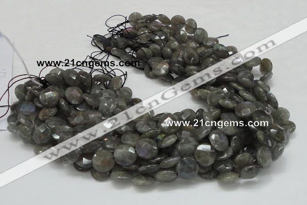 CLB14 16 inches 14mm faceted coin labradorite gemstone beads