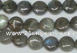 CLB168 15.5 inches 12mm flat round labradorite gemstone beads