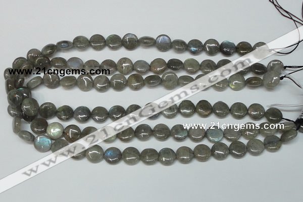 CLB168 15.5 inches 12mm flat round labradorite gemstone beads