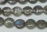 CLB169 15.5 inches 14mm flat round labradorite gemstone beads