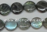 CLB170 15.5 inches 16mm flat round labradorite gemstone beads