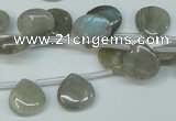 CLB177 top-drilled 12*12mm flat teardrop labradorite gemstone beads