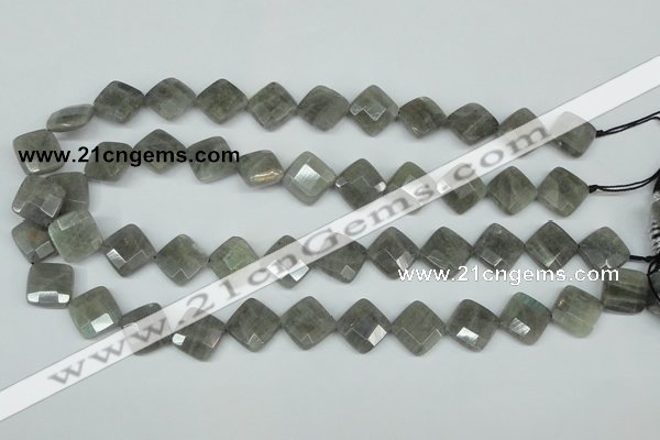 CLB182 15.5 inches 14*14mm faceted diamond labradorite beads