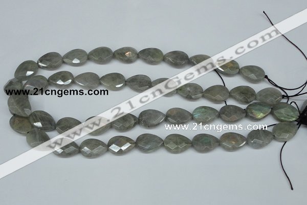 CLB185 15.5 inches 13*18mm faceted flat teardrop labradorite beads