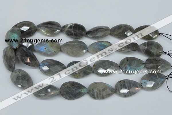 CLB186 15.5 inches 20*30mm faceted flat teardrop labradorite beads