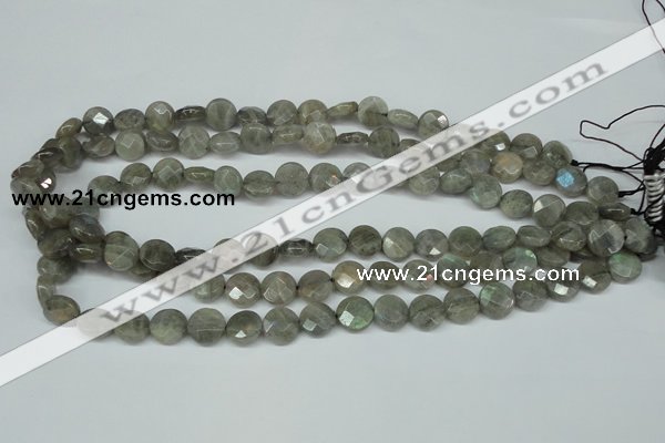 CLB190 15.5 inches 10mm faceted coin labradorite gemstone beads