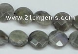 CLB191 15.5 inches 14mm faceted coin labradorite gemstone beads