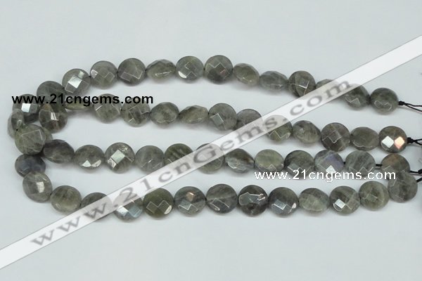 CLB191 15.5 inches 14mm faceted coin labradorite gemstone beads