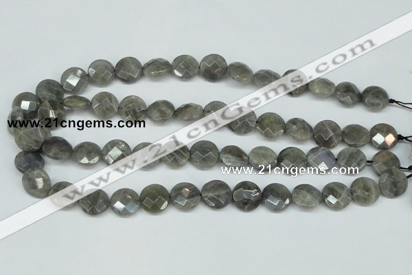 CLB192 15.5 inches 16mm faceted coin labradorite gemstone beads