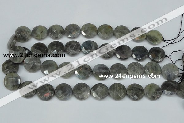 CLB193 15.5 inches 20mm faceted coin labradorite gemstone beads