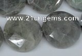 CLB194 15.5 inches 25mm faceted coin labradorite gemstone beads