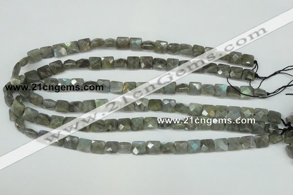 CLB199 15.5 inches 10*10mm faceted square labradorite beads