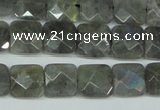 CLB200 15.5 inches 12*12mm faceted square labradorite beads