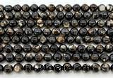 CLB2002 15 inches 8mm round black lepidolite gemstone beads