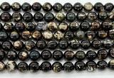 CLB2004 15 inches 12mm round black lepidolite gemstone beads