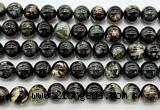 CLB2005 15 inches 14mm round black lepidolite gemstone beads