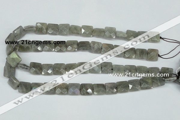 CLB201 15.5 inches 14*14mm faceted square labradorite beads