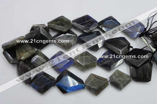 CLB218 15.5 inches 25*30mm - 30*40mm faceted freeform labradorite beads