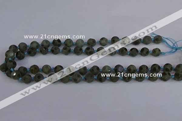 CLB230 15.5 inches 10mm faceted round matte labradorite beads