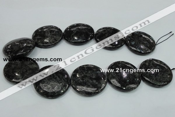 CLB315 15.5 inches 40mm flat round black labradorite gemstone beads