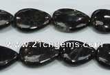 CLB316 15.5 inches 13*18mm flat teardrop black labradorite beads