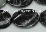 CLB318 15.5 inches 22*30mm twisted oval black labradorite beads