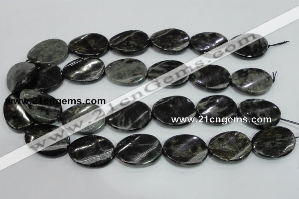 CLB318 15.5 inches 22*30mm twisted oval black labradorite beads