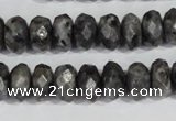 CLB322 15.5 inches 6*12mm faceted rondelle black labradorite beads