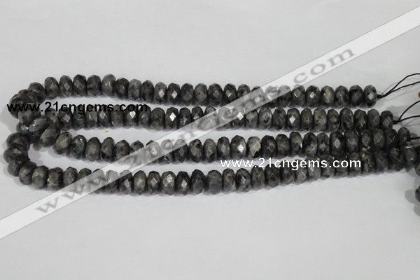 CLB322 15.5 inches 6*12mm faceted rondelle black labradorite beads