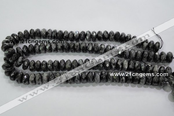 CLB323 15.5 inches 7*14mm faceted rondelle black labradorite beads