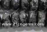 CLB324 15.5 inches 12*20mm faceted rondelle black labradorite beads