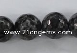 CLB366 15.5 inches 18mm faceted round black labradorite beads wholesale