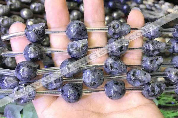 CLB378 15.5 inches 12*14*14mm skull black labradorite gemstone beads