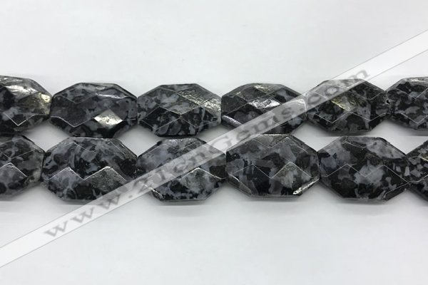 CLB380 24*32mm - 25*35mm faceted octagonal black labradorite beads