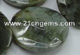 CLB40 15.5 inches 40mm faceted flat round labradorite gemstone beads