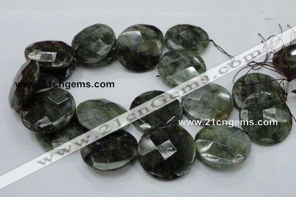 CLB40 15.5 inches 40mm faceted flat round labradorite gemstone beads