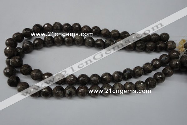 CLB404 15.5 inches 12mm faceted round grey labradorite beads