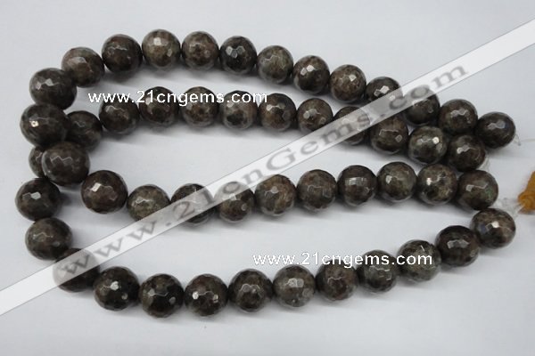 CLB406 15.5 inches 16mm faceted round grey labradorite beads