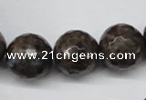 CLB407 15.5 inches 18mm faceted round grey labradorite beads