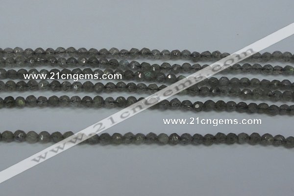 CLB510 15.5 inches 4mm faceted round labradorite gemstone beads