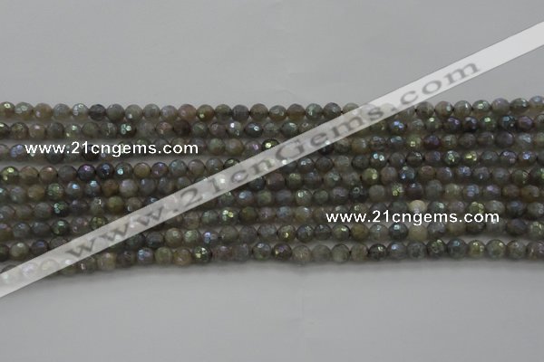 CLB610 15.5 inches 4mm faceted round AB-color labradorite beads