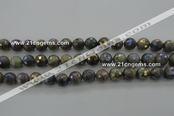 CLB615 15.5 inches 14mm faceted round AB-color labradorite beads