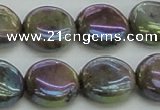 CLB636 15.5 inches 12mm flat round AB-color labradorite beads