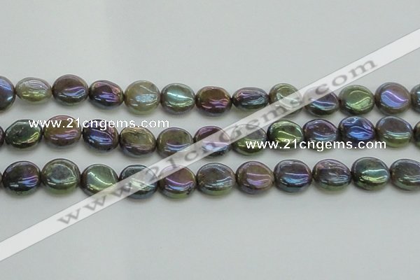 CLB636 15.5 inches 12mm flat round AB-color labradorite beads