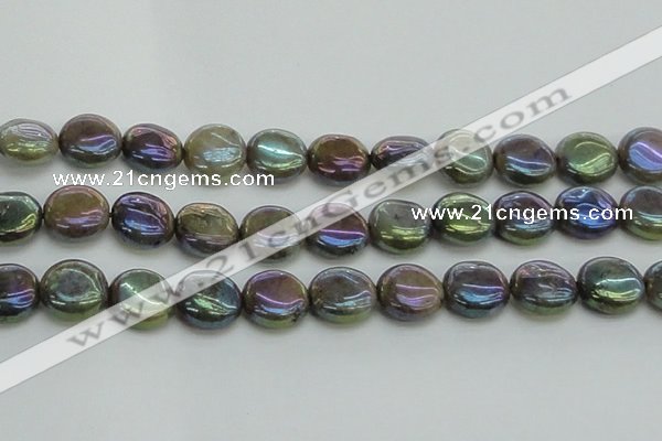 CLB637 15.5 inches 14mm flat round AB-color labradorite beads