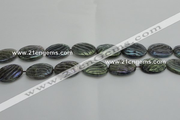 CLB669 15.5 inches 22*30mm carved oval AB-color labradorite beads