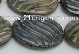 CLB670 15.5 inches 25*35mm carved oval AB-color labradorite beads