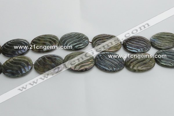 CLB670 15.5 inches 25*35mm carved oval AB-color labradorite beads