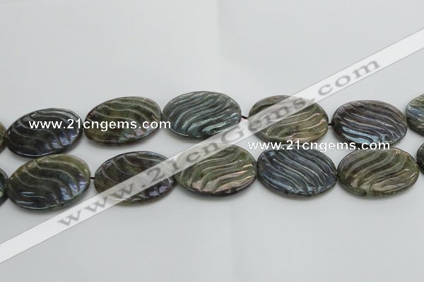 CLB671 15.5 inches 30*40mm carved oval AB-color labradorite beads