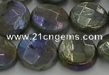 CLB679 15.5 inches 15mm faceted coin AB-color labradorite beads